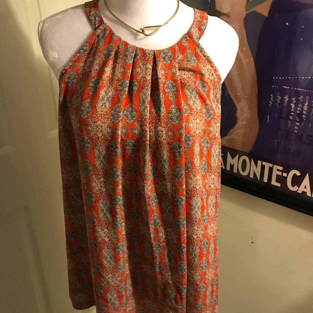 THE LIMITED - ORANGE PAISLEY SLEEVELESS BLOUSE